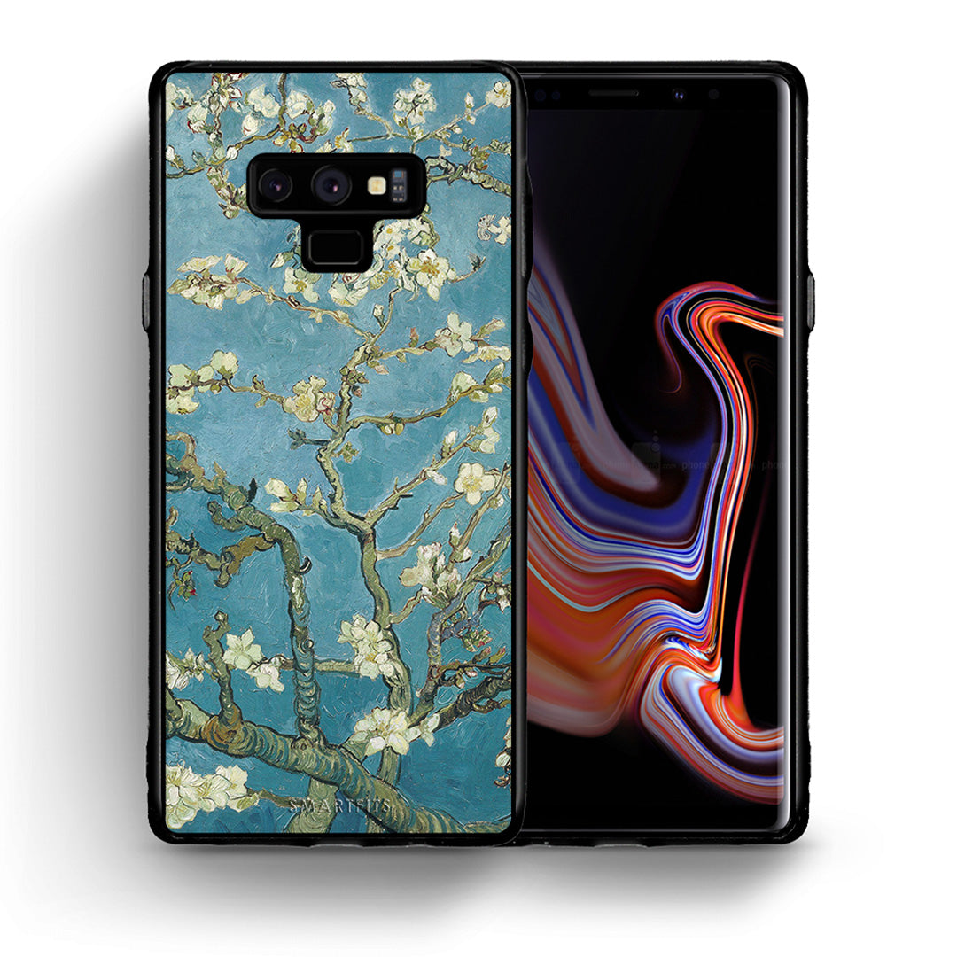 Θήκη Samsung Note 9 White Blossoms από τη Smartfits με σχέδιο στο πίσω μέρος και μαύρο περίβλημα | Samsung Note 9 White Blossoms case with colorful back and black bezels