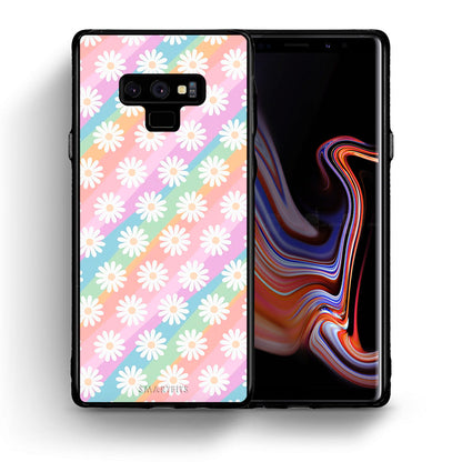 Θήκη Samsung Note 9 White Daisies από τη Smartfits με σχέδιο στο πίσω μέρος και μαύρο περίβλημα | Samsung Note 9 White Daisies case with colorful back and black bezels