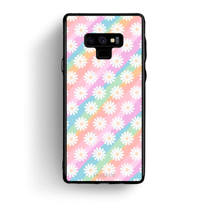 samsung note 9 White Daisies θήκη από τη Smartfits με σχέδιο στο πίσω μέρος και μαύρο περίβλημα | Smartphone case with colorful back and black bezels by Smartfits
