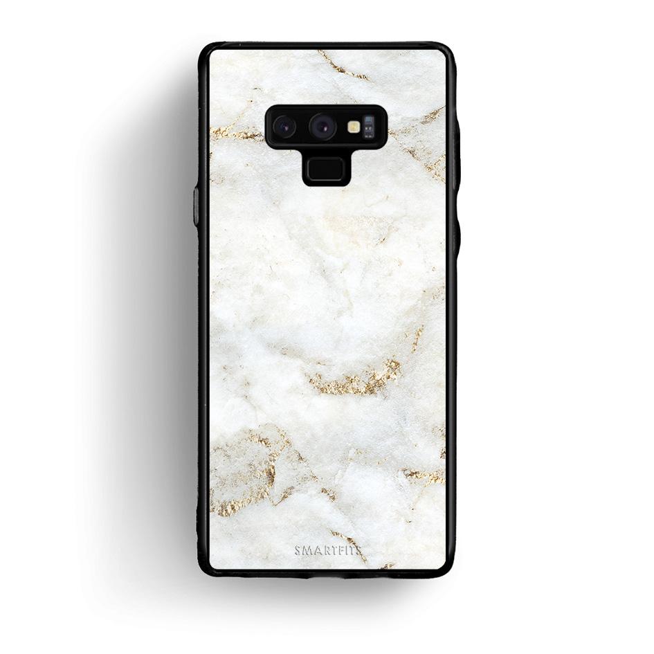 samsung note 9 White Gold Marble θήκη από τη Smartfits με σχέδιο στο πίσω μέρος και μαύρο περίβλημα | Smartphone case with colorful back and black bezels by Smartfits