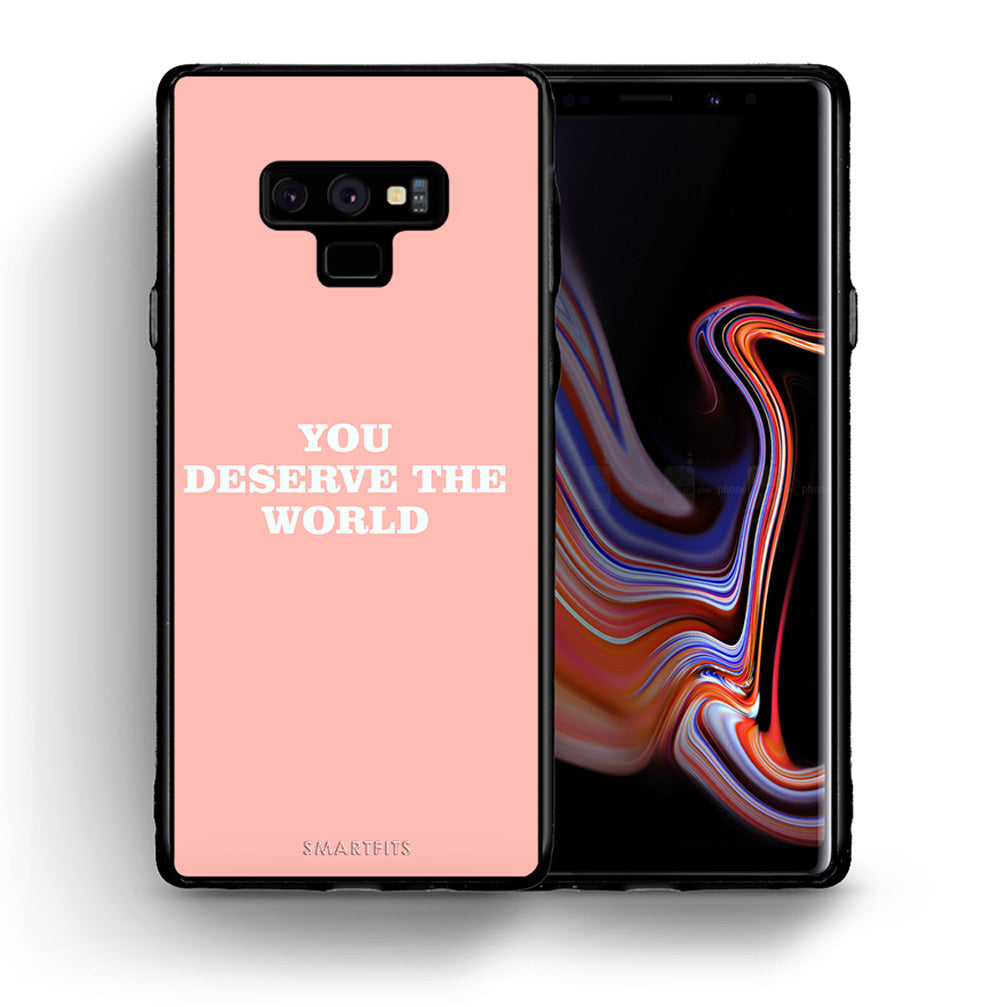 Θήκη Αγίου Βαλεντίνου Samsung Note 9 You Deserve The World από τη Smartfits με σχέδιο στο πίσω μέρος και μαύρο περίβλημα | Samsung Note 9 You Deserve The World case with colorful back and black bezels