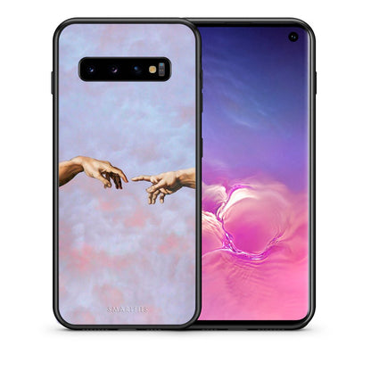 Θήκη Samsung S10 Adam Hand από τη Smartfits με σχέδιο στο πίσω μέρος και μαύρο περίβλημα | Samsung S10 Adam Hand case with colorful back and black bezels