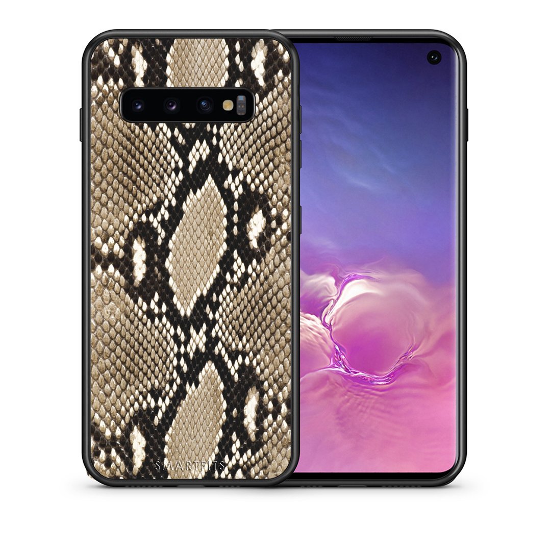 Θήκη Samsung S10 Fashion Snake Animal από τη Smartfits με σχέδιο στο πίσω μέρος και μαύρο περίβλημα | Samsung S10 Fashion Snake Animal case with colorful back and black bezels
