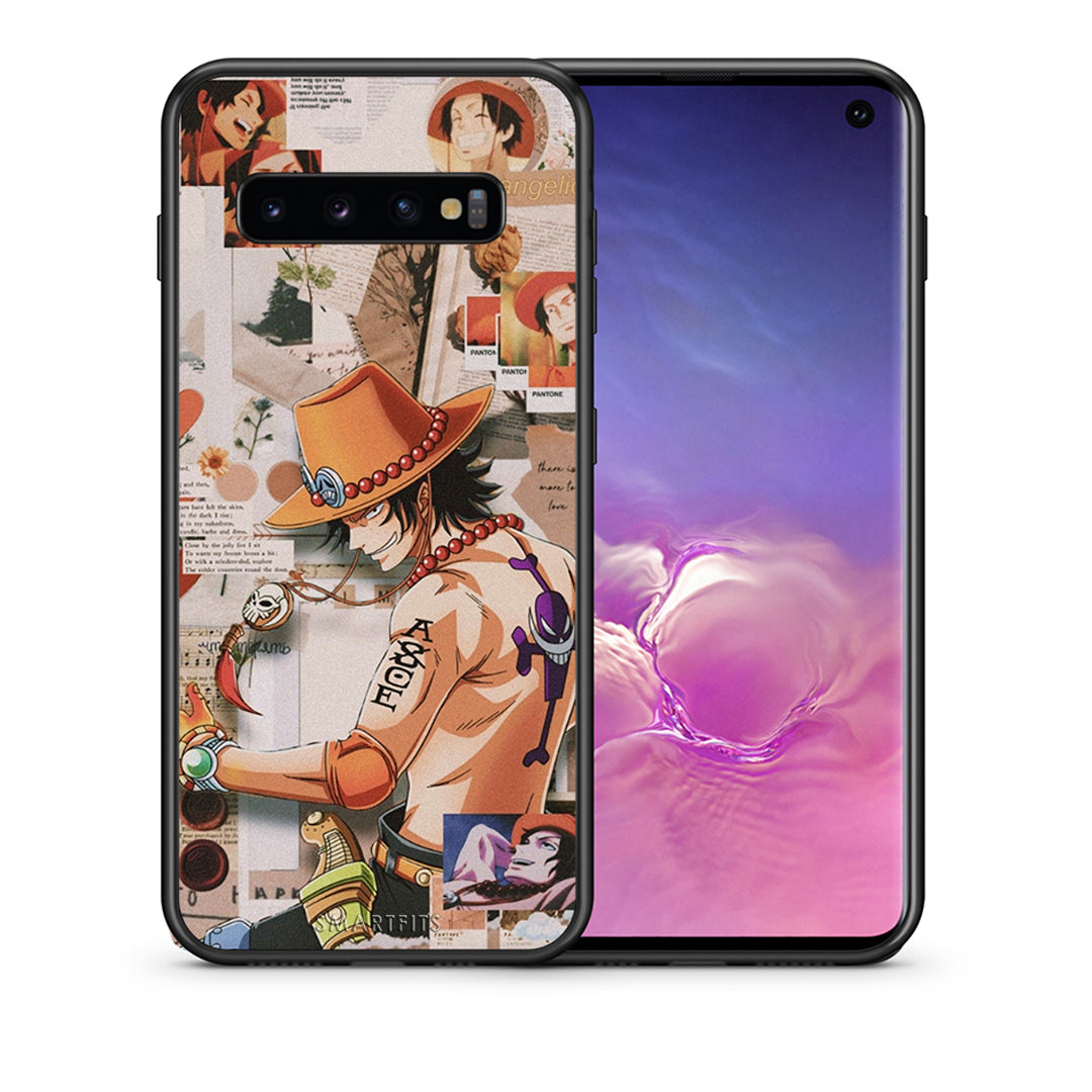 Θήκη Samsung S10+ Anime Collage από τη Smartfits με σχέδιο στο πίσω μέρος και μαύρο περίβλημα | Samsung S10+ Anime Collage case with colorful back and black bezels