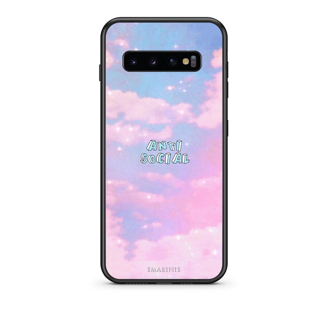 samsung s10 plus Anti Social Θήκη Αγίου Βαλεντίνου από τη Smartfits με σχέδιο στο πίσω μέρος και μαύρο περίβλημα | Smartphone case with colorful back and black bezels by Smartfits