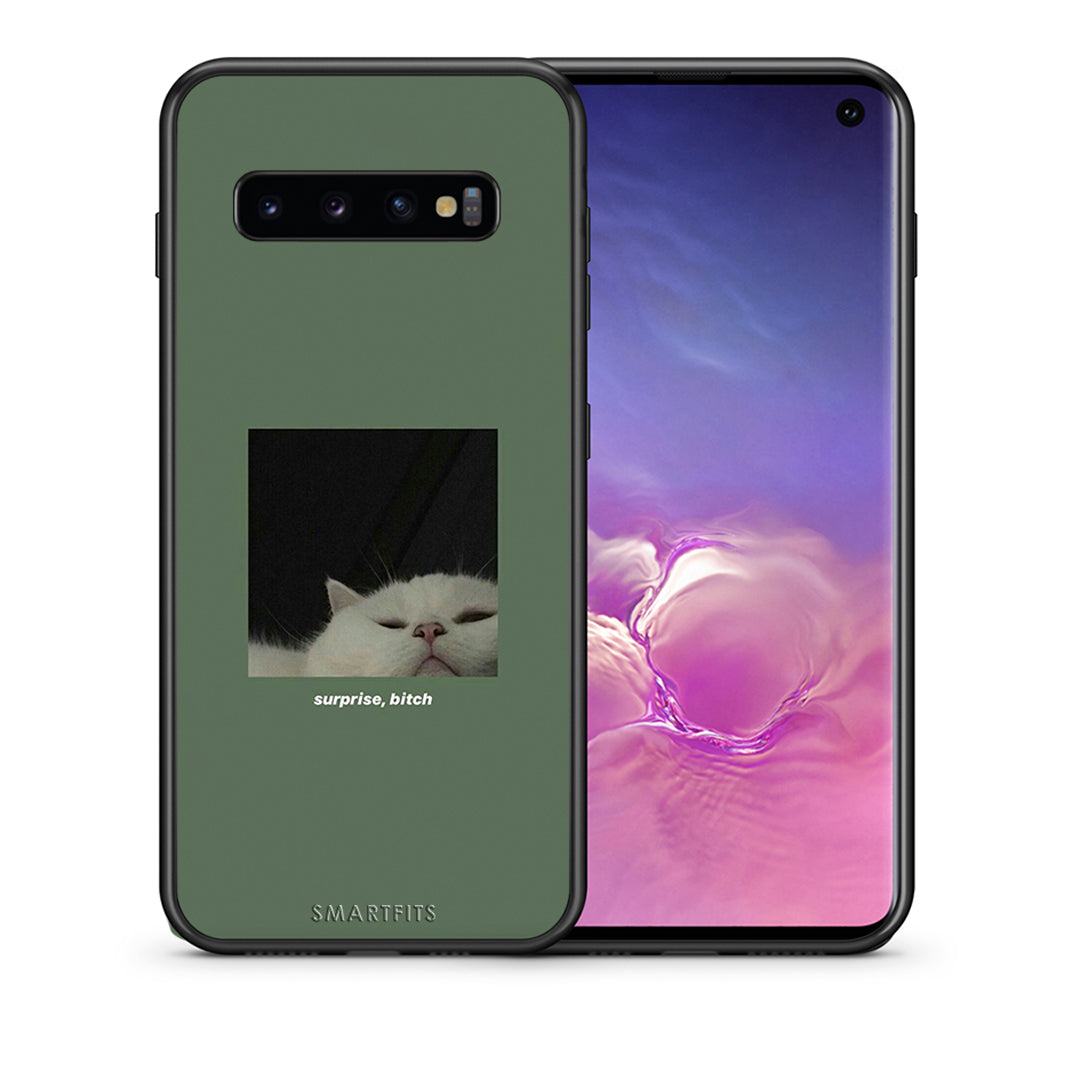 Θήκη Samsung S10+ Bitch Surprise από τη Smartfits με σχέδιο στο πίσω μέρος και μαύρο περίβλημα | Samsung S10+ Bitch Surprise case with colorful back and black bezels