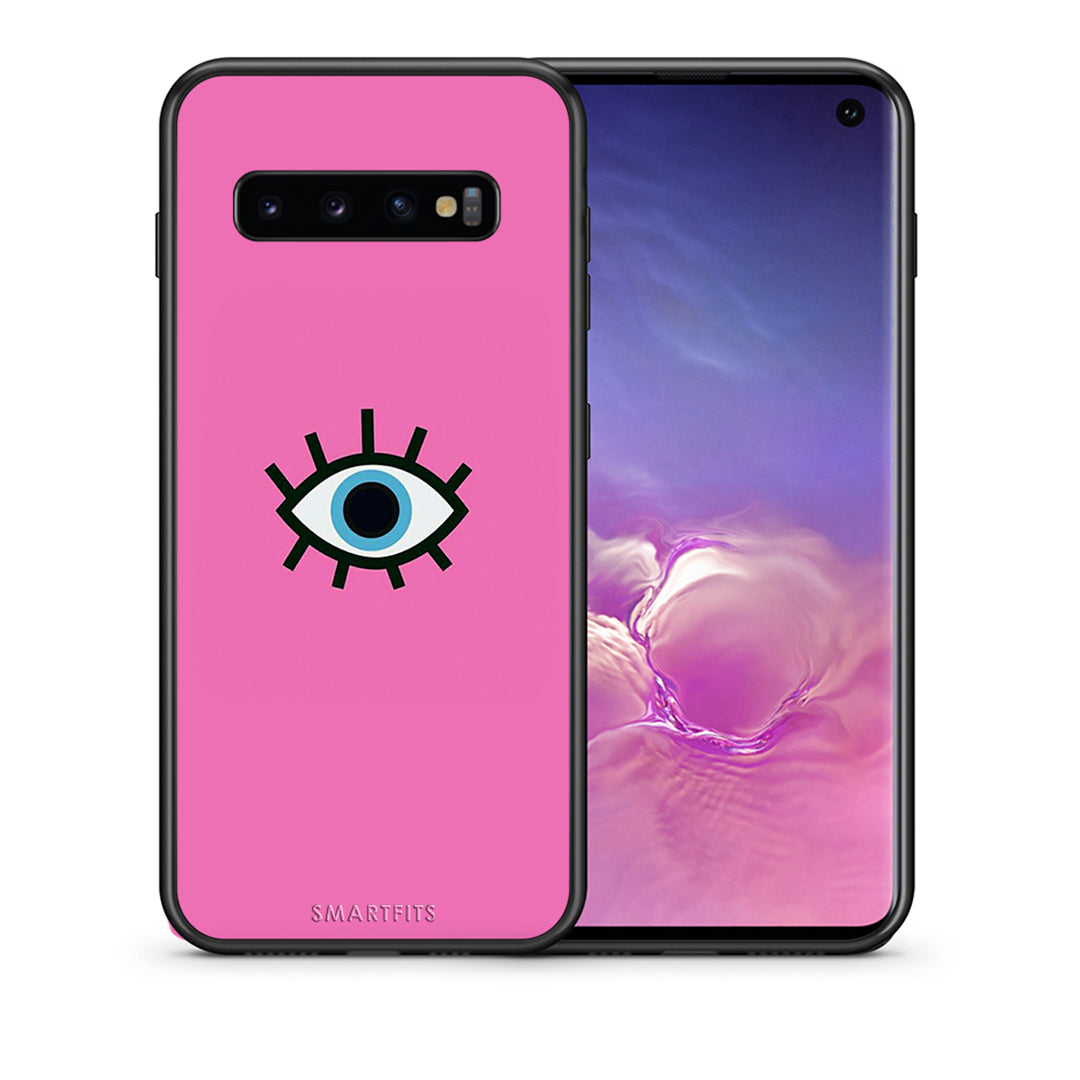 Θήκη Samsung S10+ Blue Eye Pink από τη Smartfits με σχέδιο στο πίσω μέρος και μαύρο περίβλημα | Samsung S10+ Blue Eye Pink case with colorful back and black bezels