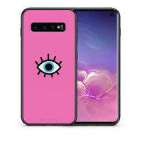 Thumbnail for Θήκη Samsung S10+ Blue Eye Pink από τη Smartfits με σχέδιο στο πίσω μέρος και μαύρο περίβλημα | Samsung S10+ Blue Eye Pink case with colorful back and black bezels