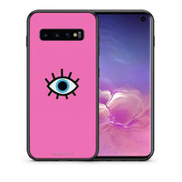 Thumbnail for Θήκη Samsung S10 Blue Eye Pink από τη Smartfits με σχέδιο στο πίσω μέρος και μαύρο περίβλημα | Samsung S10 Blue Eye Pink case with colorful back and black bezels