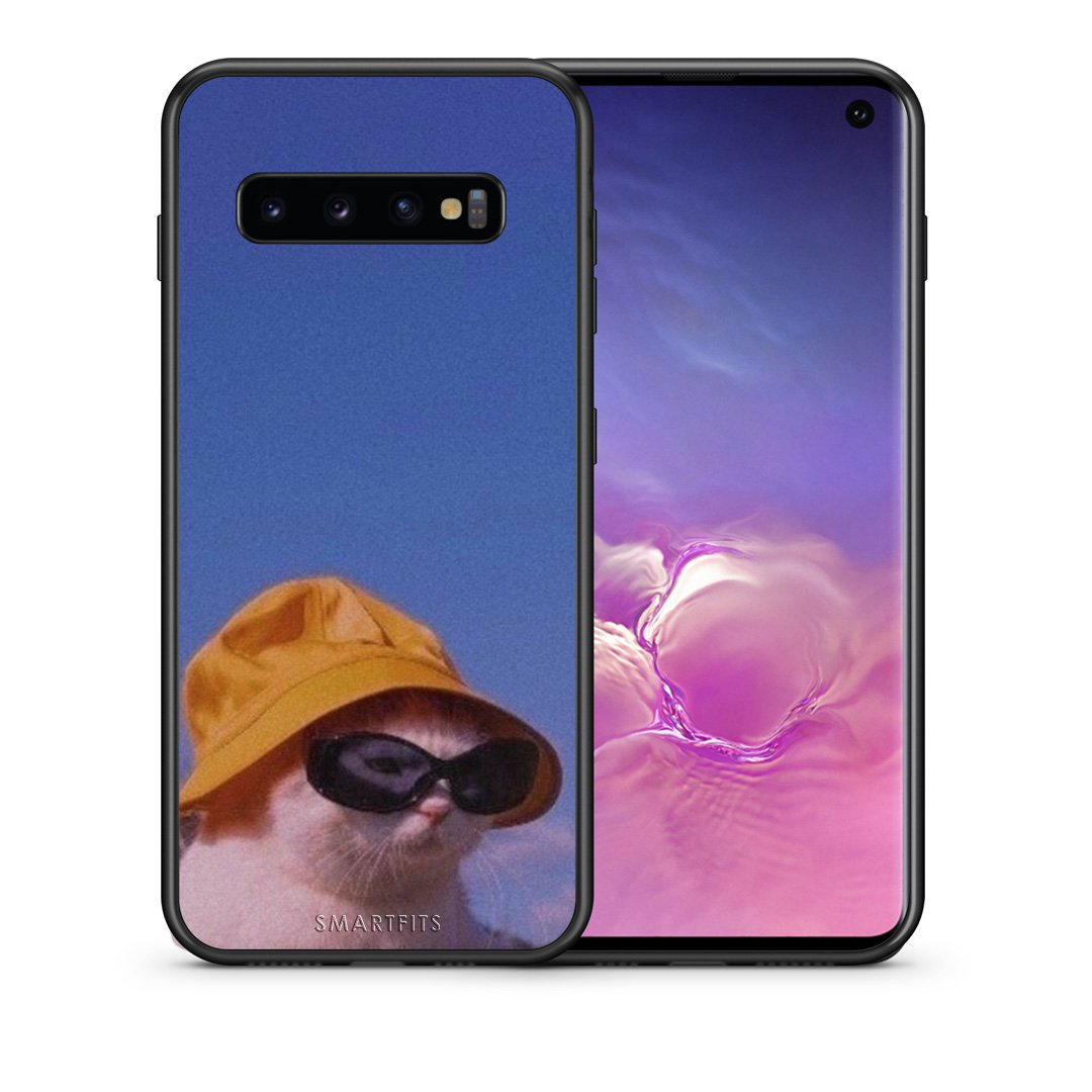 Θήκη Samsung S10 Cat Diva από τη Smartfits με σχέδιο στο πίσω μέρος και μαύρο περίβλημα | Samsung S10 Cat Diva case with colorful back and black bezels