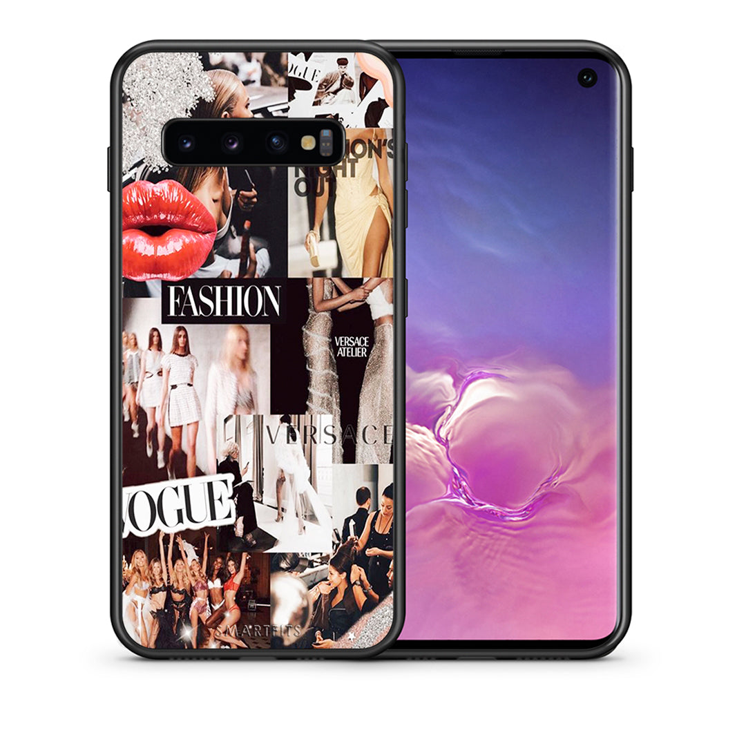 Θήκη Αγίου Βαλεντίνου Samsung S10+ Collage Fashion από τη Smartfits με σχέδιο στο πίσω μέρος και μαύρο περίβλημα | Samsung S10+ Collage Fashion case with colorful back and black bezels