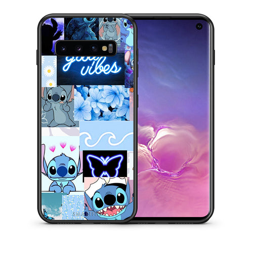 Θήκη Αγίου Βαλεντίνου Samsung S10+ Collage Good Vibes από τη Smartfits με σχέδιο στο πίσω μέρος και μαύρο περίβλημα | Samsung S10+ Collage Good Vibes case with colorful back and black bezels