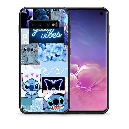 Θήκη Αγίου Βαλεντίνου Samsung S10 Collage Good Vibes από τη Smartfits με σχέδιο στο πίσω μέρος και μαύρο περίβλημα | Samsung S10 Collage Good Vibes case with colorful back and black bezels