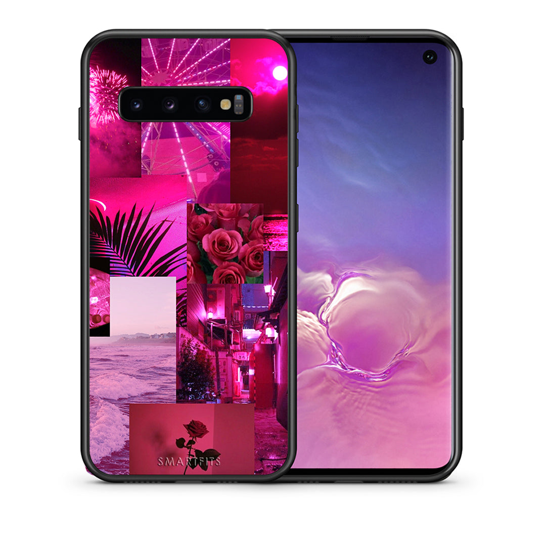 Θήκη Αγίου Βαλεντίνου Samsung S10+ Collage Red Roses από τη Smartfits με σχέδιο στο πίσω μέρος και μαύρο περίβλημα | Samsung S10+ Collage Red Roses case with colorful back and black bezels