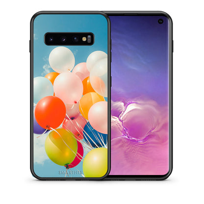Θήκη Samsung S10+ Colorful Balloons από τη Smartfits με σχέδιο στο πίσω μέρος και μαύρο περίβλημα | Samsung S10+ Colorful Balloons case with colorful back and black bezels