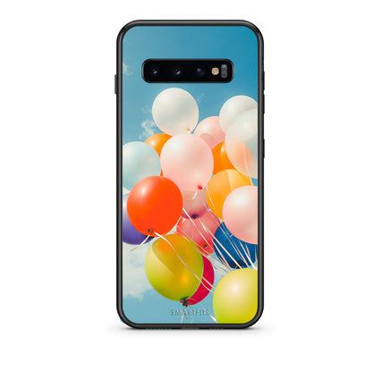 samsung s10 Colorful Balloons θήκη από τη Smartfits με σχέδιο στο πίσω μέρος και μαύρο περίβλημα | Smartphone case with colorful back and black bezels by Smartfits