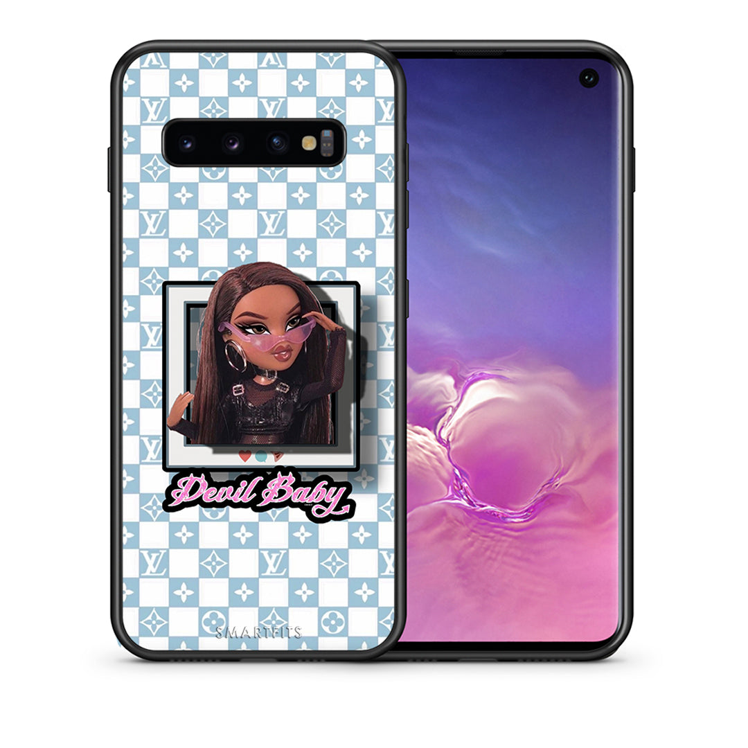 Θήκη Αγίου Βαλεντίνου Samsung S10 Devil Baby από τη Smartfits με σχέδιο στο πίσω μέρος και μαύρο περίβλημα | Samsung S10 Devil Baby case with colorful back and black bezels