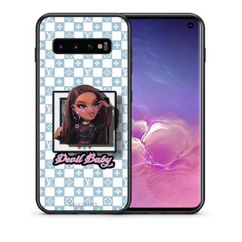 Θήκη Αγίου Βαλεντίνου Samsung S10 Devil Baby από τη Smartfits με σχέδιο στο πίσω μέρος και μαύρο περίβλημα | Samsung S10 Devil Baby case with colorful back and black bezels
