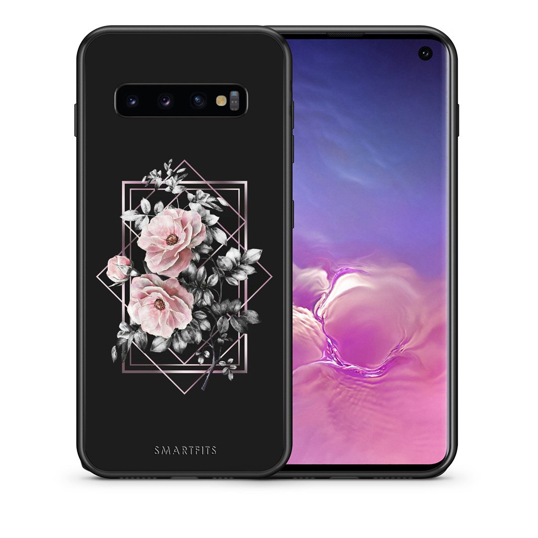 Θήκη Samsung S10 Frame Flower από τη Smartfits με σχέδιο στο πίσω μέρος και μαύρο περίβλημα | Samsung S10 Frame Flower case with colorful back and black bezels