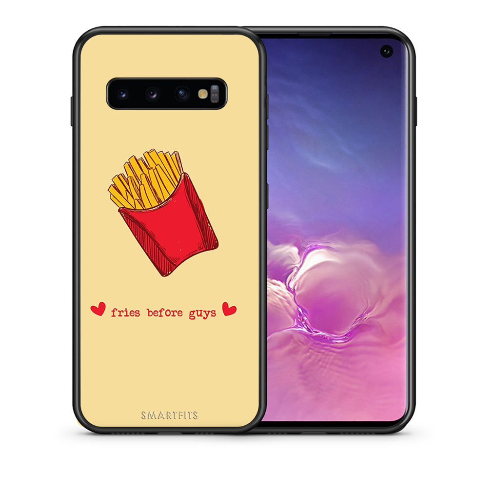 Θήκη Αγίου Βαλεντίνου Samsung S10+ Fries Before Guys από τη Smartfits με σχέδιο στο πίσω μέρος και μαύρο περίβλημα | Samsung S10+ Fries Before Guys case with colorful back and black bezels