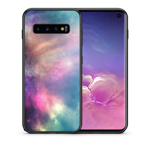 Θήκη Samsung S10 Rainbow Galaxy από τη Smartfits με σχέδιο στο πίσω μέρος και μαύρο περίβλημα | Samsung S10 Rainbow Galaxy case with colorful back and black bezels