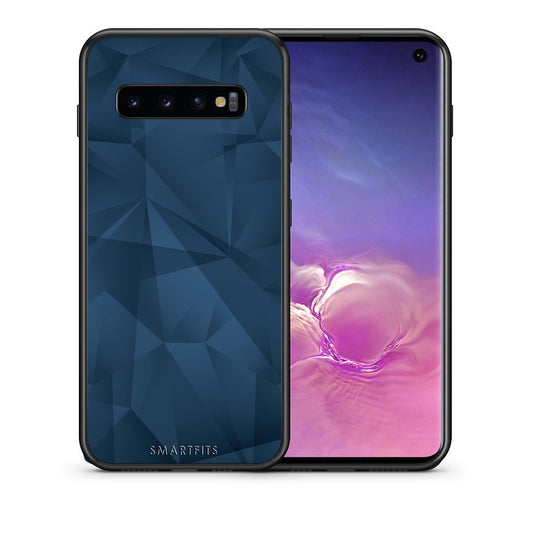 Θήκη Samsung S10 Blue Abstract Geometric από τη Smartfits με σχέδιο στο πίσω μέρος και μαύρο περίβλημα | Samsung S10 Blue Abstract Geometric case with colorful back and black bezels