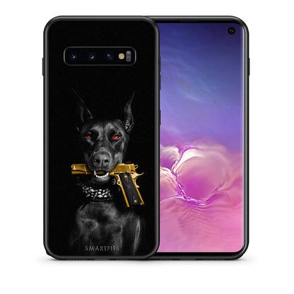 Θήκη Αγίου Βαλεντίνου Samsung S10 Golden Gun από τη Smartfits με σχέδιο στο πίσω μέρος και μαύρο περίβλημα | Samsung S10 Golden Gun case with colorful back and black bezels