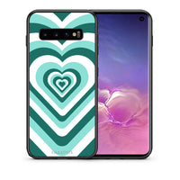 Thumbnail for Θήκη Samsung S10+ Green Hearts από τη Smartfits με σχέδιο στο πίσω μέρος και μαύρο περίβλημα | Samsung S10+ Green Hearts case with colorful back and black bezels