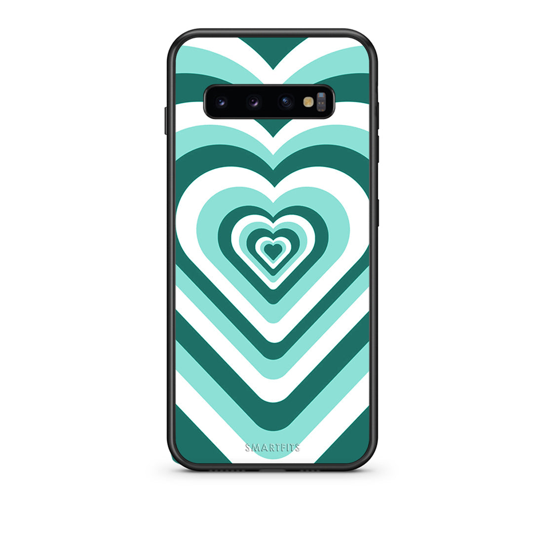 samsung s10 plus Green Hearts θήκη από τη Smartfits με σχέδιο στο πίσω μέρος και μαύρο περίβλημα | Smartphone case with colorful back and black bezels by Smartfits