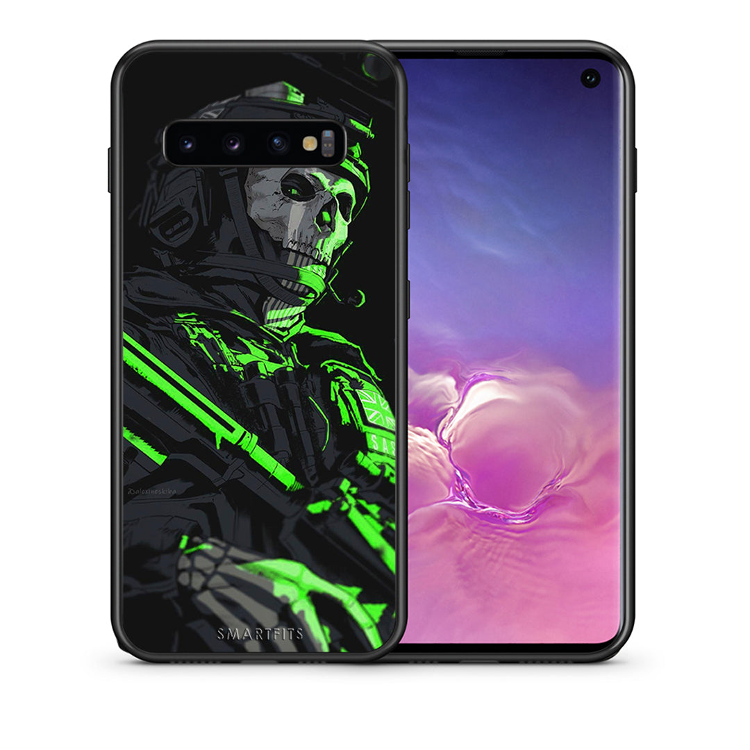Θήκη Αγίου Βαλεντίνου Samsung S10+ Green Soldier από τη Smartfits με σχέδιο στο πίσω μέρος και μαύρο περίβλημα | Samsung S10+ Green Soldier case with colorful back and black bezels