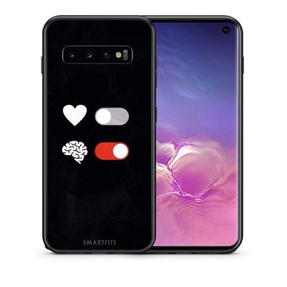 Θήκη Αγίου Βαλεντίνου Samsung S10 Heart Vs Brain από τη Smartfits με σχέδιο στο πίσω μέρος και μαύρο περίβλημα | Samsung S10 Heart Vs Brain case with colorful back and black bezels