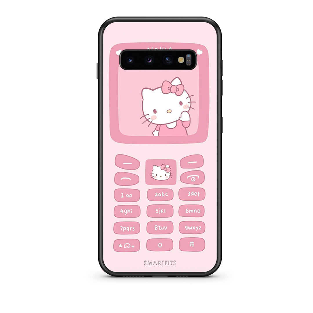 samsung s10 plus Hello Kitten Θήκη Αγίου Βαλεντίνου από τη Smartfits με σχέδιο στο πίσω μέρος και μαύρο περίβλημα | Smartphone case with colorful back and black bezels by Smartfits