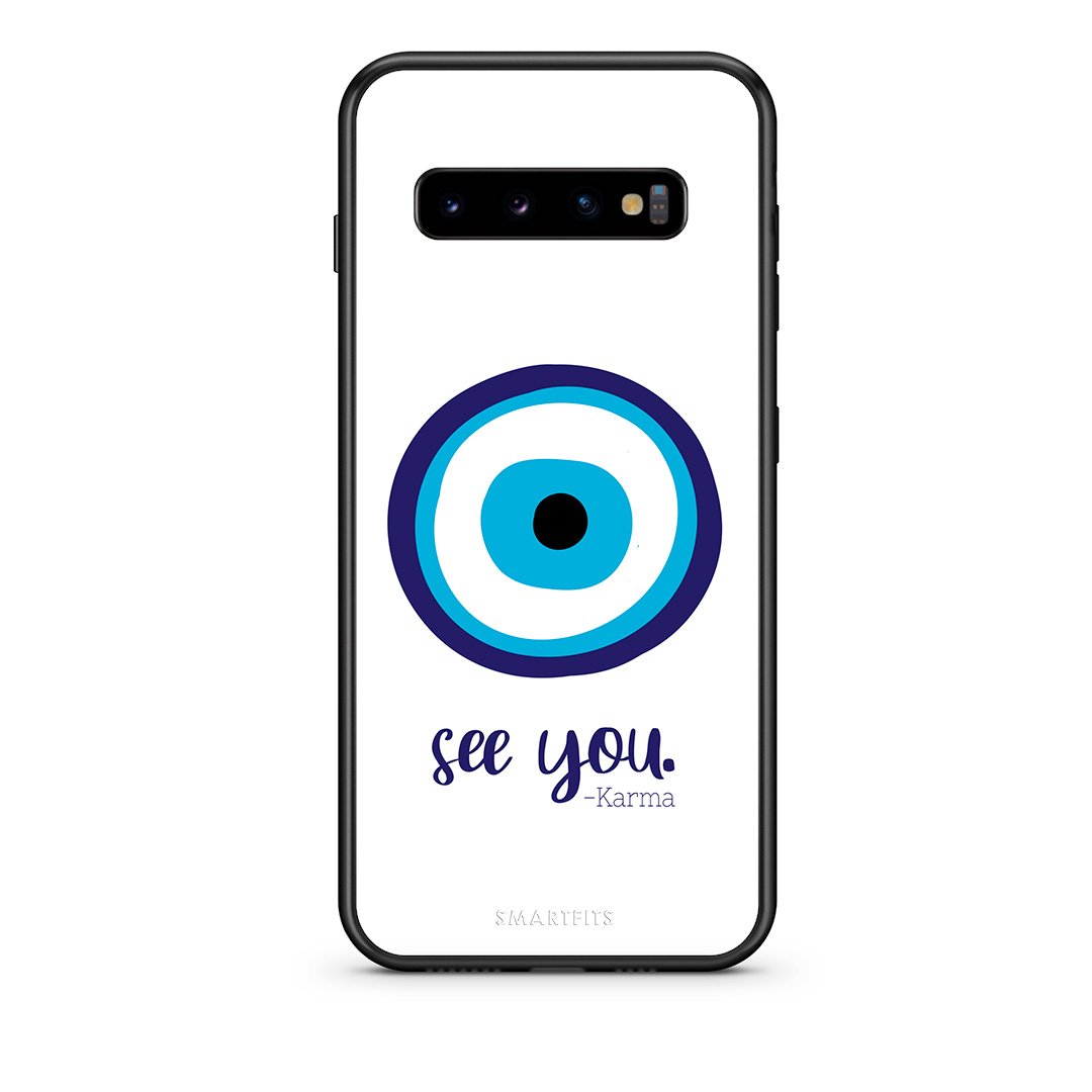 samsung s10 plus Karma Says θήκη από τη Smartfits με σχέδιο στο πίσω μέρος και μαύρο περίβλημα | Smartphone case with colorful back and black bezels by Smartfits