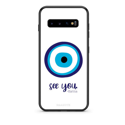 samsung s10 plus Karma Says θήκη από τη Smartfits με σχέδιο στο πίσω μέρος και μαύρο περίβλημα | Smartphone case with colorful back and black bezels by Smartfits