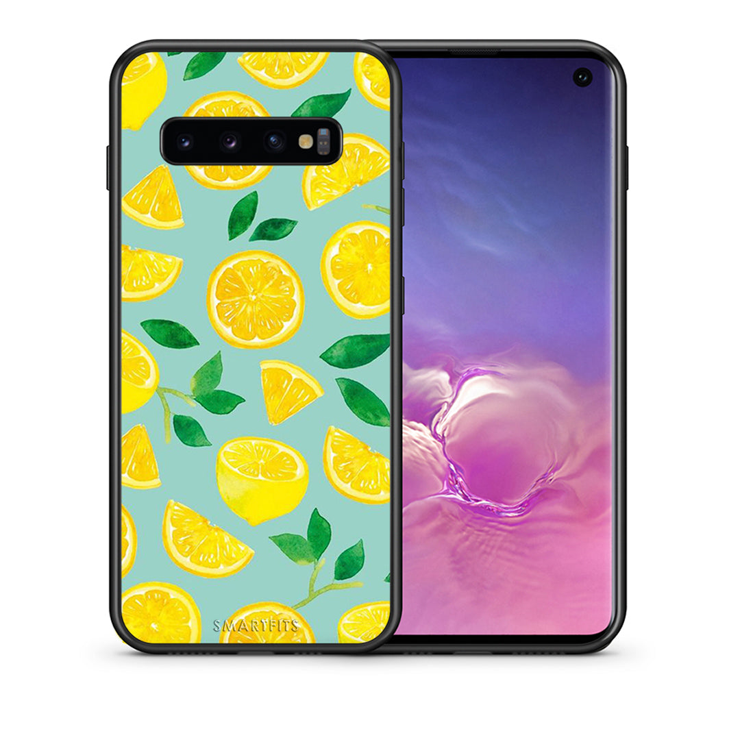 Θήκη Samsung S10 Lemons από τη Smartfits με σχέδιο στο πίσω μέρος και μαύρο περίβλημα | Samsung S10 Lemons case with colorful back and black bezels