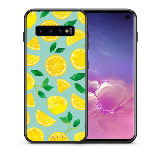Θήκη Samsung S10 Lemons από τη Smartfits με σχέδιο στο πίσω μέρος και μαύρο περίβλημα | Samsung S10 Lemons case with colorful back and black bezels
