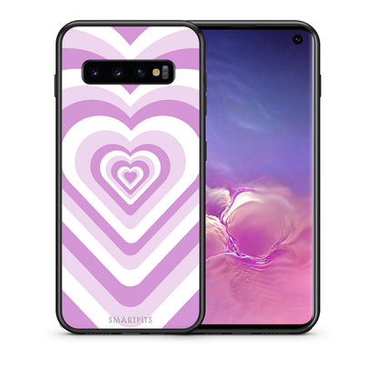 Θήκη Samsung S10+ Lilac Hearts από τη Smartfits με σχέδιο στο πίσω μέρος και μαύρο περίβλημα | Samsung S10+ Lilac Hearts case with colorful back and black bezels