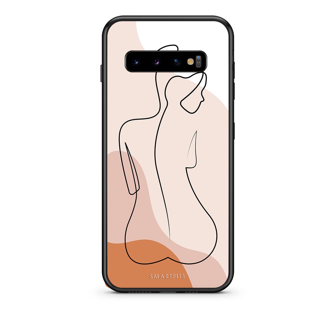 samsung s10 plus LineArt Woman θήκη από τη Smartfits με σχέδιο στο πίσω μέρος και μαύρο περίβλημα | Smartphone case with colorful back and black bezels by Smartfits