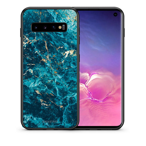 Θήκη Samsung S10 Marble Blue από τη Smartfits με σχέδιο στο πίσω μέρος και μαύρο περίβλημα | Samsung S10 Marble Blue case with colorful back and black bezels