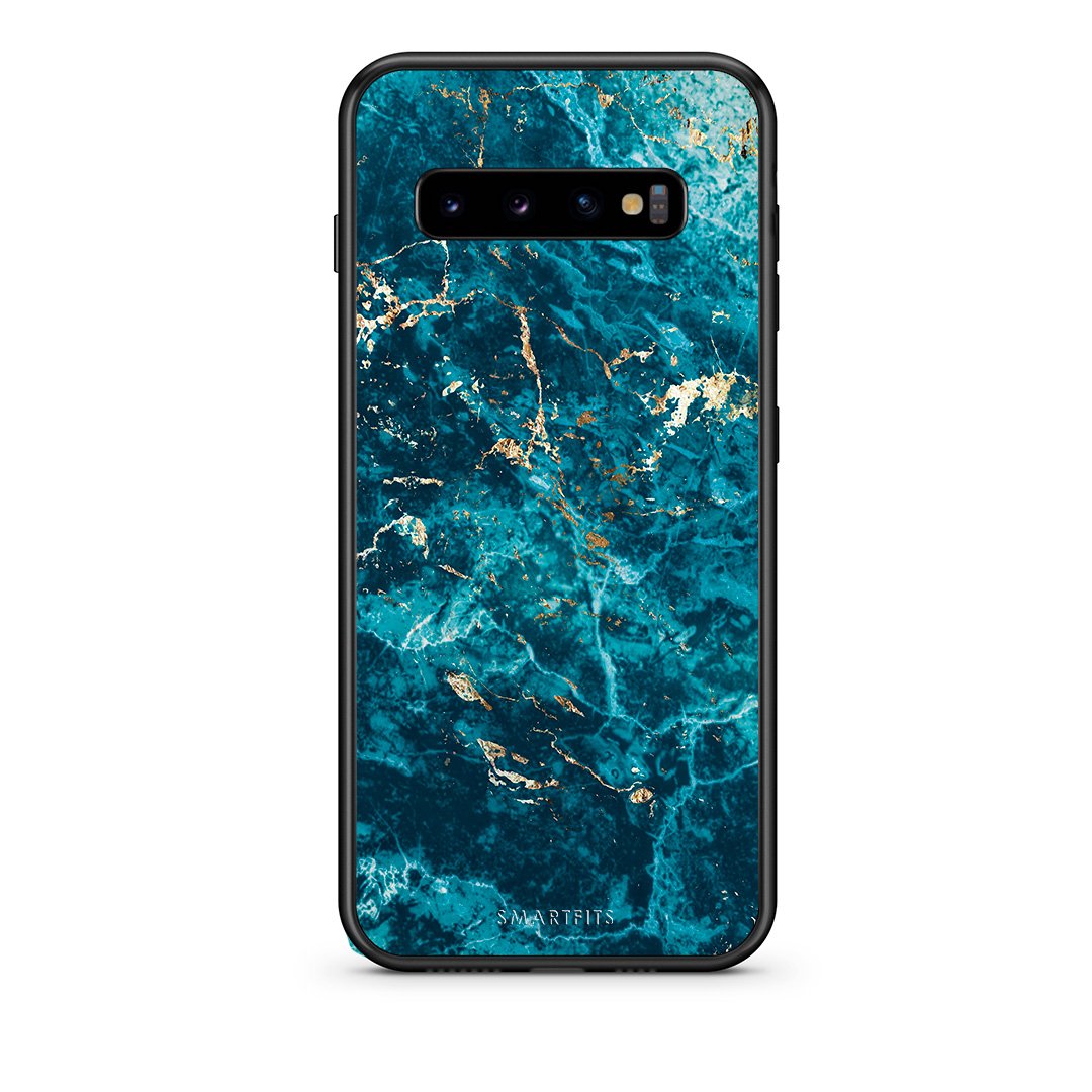 samsung s10 plus Marble Blue θήκη από τη Smartfits με σχέδιο στο πίσω μέρος και μαύρο περίβλημα | Smartphone case with colorful back and black bezels by Smartfits