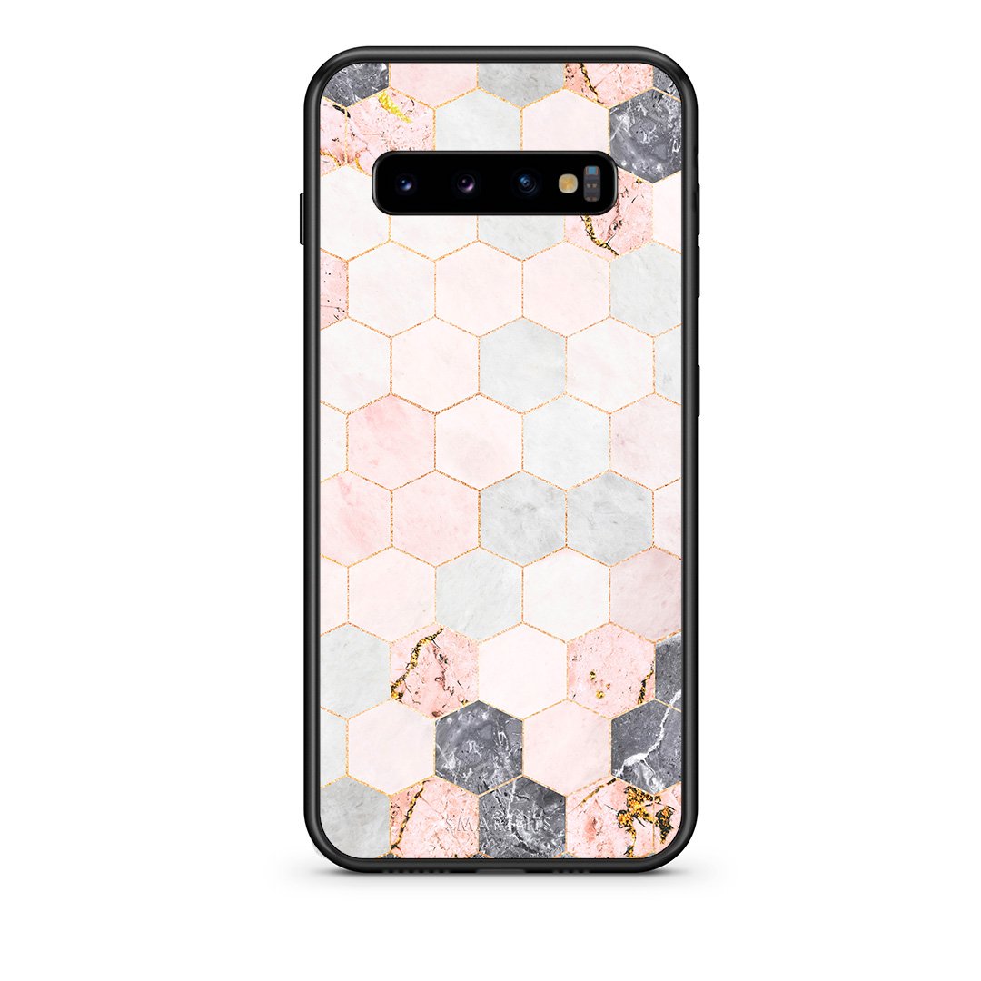 4 - samsung s10 plus Hexagon Pink Marble case, cover, bumper