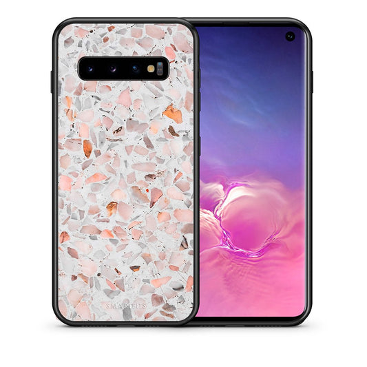 Θήκη Samsung S10 Marble Terrazzo από τη Smartfits με σχέδιο στο πίσω μέρος και μαύρο περίβλημα | Samsung S10 Marble Terrazzo case with colorful back and black bezels