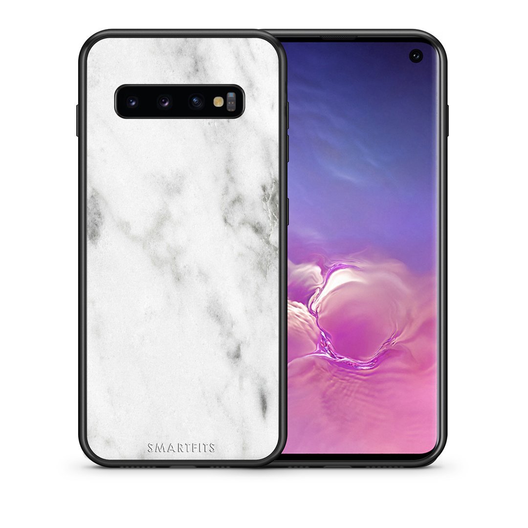 Θήκη Samsung S10 White Marble από τη Smartfits με σχέδιο στο πίσω μέρος και μαύρο περίβλημα | Samsung S10 White Marble case with colorful back and black bezels