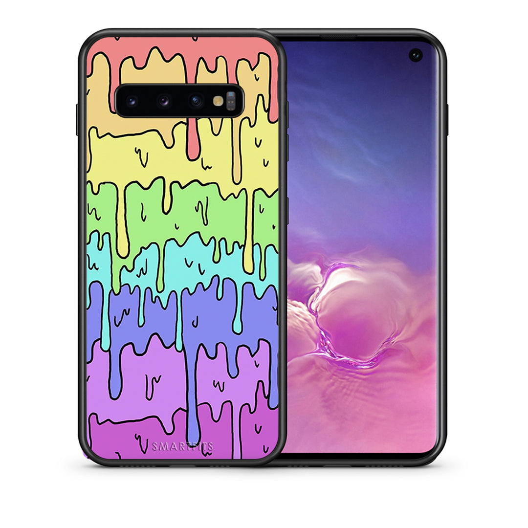 Θήκη Samsung S10+ Melting Rainbow από τη Smartfits με σχέδιο στο πίσω μέρος και μαύρο περίβλημα | Samsung S10+ Melting Rainbow case with colorful back and black bezels