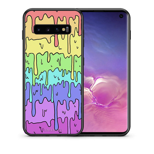 Θήκη Samsung S10 Melting Rainbow από τη Smartfits με σχέδιο στο πίσω μέρος και μαύρο περίβλημα | Samsung S10 Melting Rainbow case with colorful back and black bezels