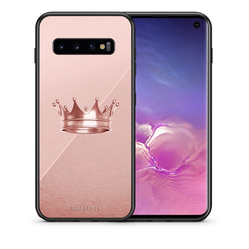 Θήκη Samsung S10 Crown Minimal από τη Smartfits με σχέδιο στο πίσω μέρος και μαύρο περίβλημα | Samsung S10 Crown Minimal case with colorful back and black bezels