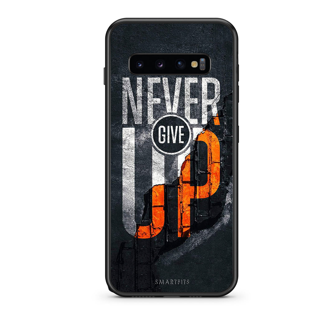 samsung s10 plus Never Give Up Θήκη Αγίου Βαλεντίνου από τη Smartfits με σχέδιο στο πίσω μέρος και μαύρο περίβλημα | Smartphone case with colorful back and black bezels by Smartfits