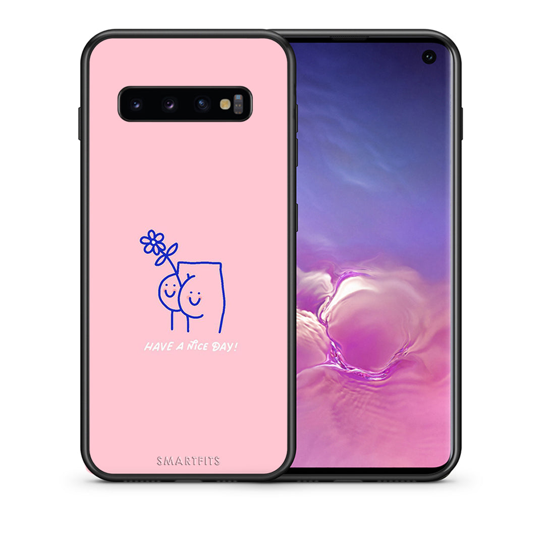 Θήκη Samsung S10 Nice Day από τη Smartfits με σχέδιο στο πίσω μέρος και μαύρο περίβλημα | Samsung S10 Nice Day case with colorful back and black bezels