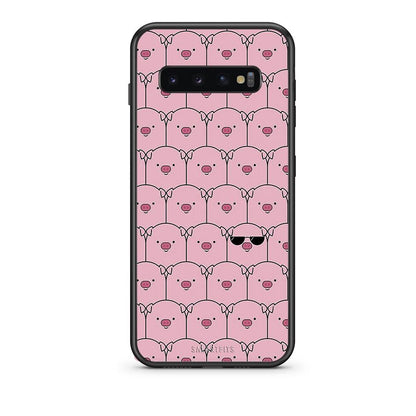 samsung s10 plus Pig Glasses θήκη από τη Smartfits με σχέδιο στο πίσω μέρος και μαύρο περίβλημα | Smartphone case with colorful back and black bezels by Smartfits