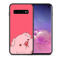 Thumbnail for Θήκη Αγίου Βαλεντίνου Samsung S10+ Pig Love 1 από τη Smartfits με σχέδιο στο πίσω μέρος και μαύρο περίβλημα | Samsung S10+ Pig Love 1 case with colorful back and black bezels